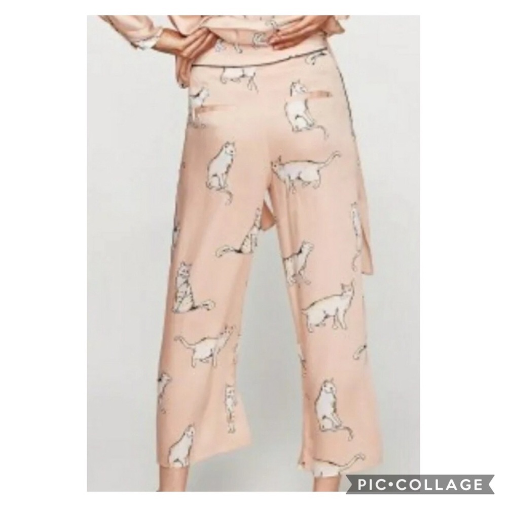 🆕🌻 Zara Cat Feline Print Soft Pink Crop Trousers